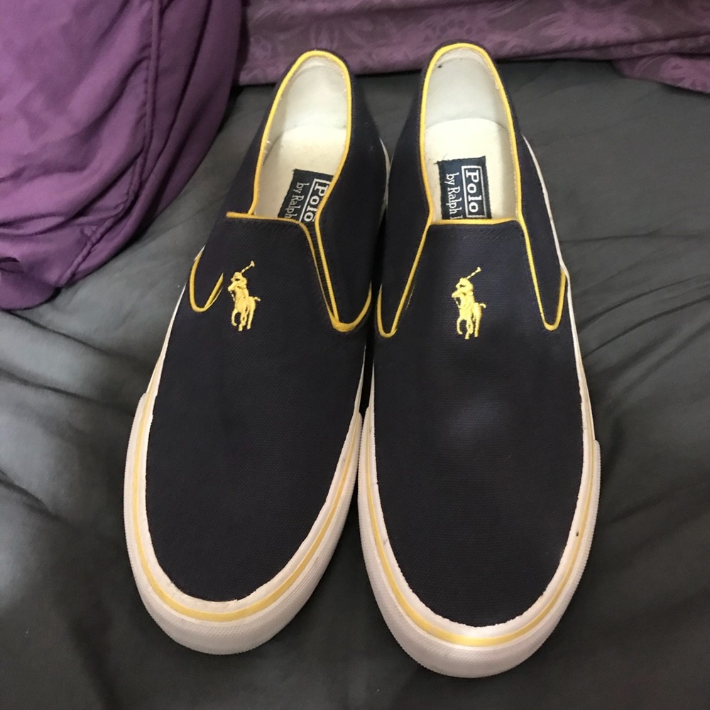 New Navy Blue & Yellow Polo Side On Sneakers